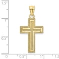 thumbnail image 2 of Diamond2Deal 10K Yellow Gold Diamond-Cut Block Cross Charm Pendant for Women (L- 0.9 inch), 2 of 6