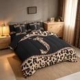 thumbnail image 4 of Homewish Fashion Initial Letter Bedding Comforter Set 7pcs for Girls Women, Cheetah Print Monogrammed J King Bedding Sets, Black Reversible, 4 of 9