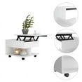 thumbnail image 4 of TUHOME Furniture Luanda Table Basse Relevable avec Rangement Dissimulé et Roues, Blanc, 4 of 7