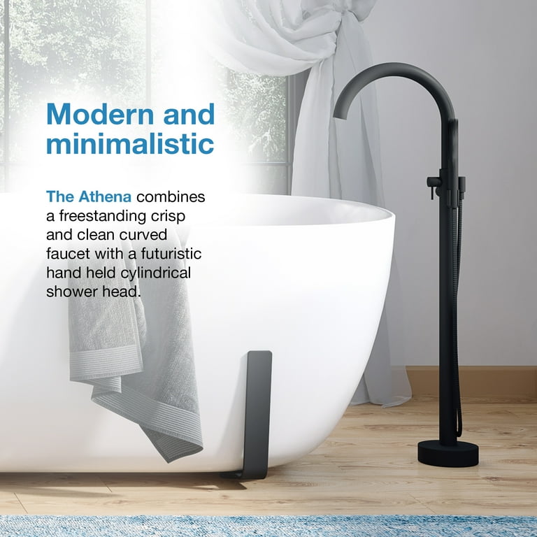 Athena Single-Handle Floor-Mounted Roman Tub Faucet with Hand Shower in Brushed Nickel Athena Single-Handle Floor-Mounted Roman Tub Faucet with Hand Shower in Brushed Nickel