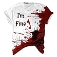 thumbnail image 2 of Guiexla Women T-shirt Round Neck Short Sleeve Horror Halloween Print Tee Shirt Thin Stretchy Cosplay Festivals Pullover Tops, 2 of 8