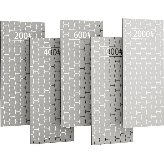 4 PCS Diamond Knife Sharpening Stones Set, 6×2.5" Diamond Sharpening Plates with Honeycomb Surface Plate for Scissors Knives Kitchen Tools, 400/600/1000/1200 Grit