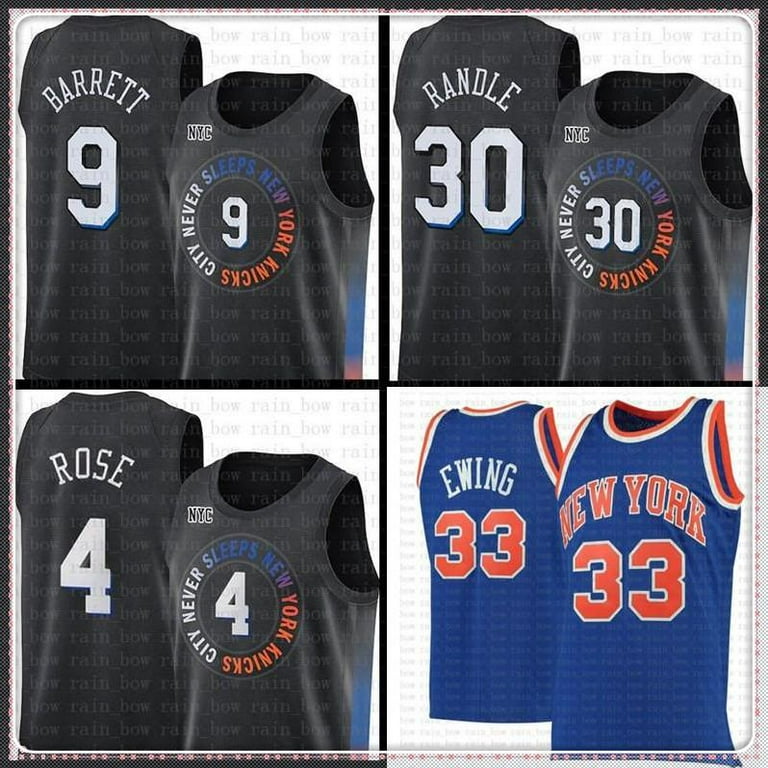 NBA_ RJ 9 Barrett Jerseys Julius 30 Randle Derrick 4 Rose Jersey Patrick 33 Ewing Basketball Jerseys 2021 top 777