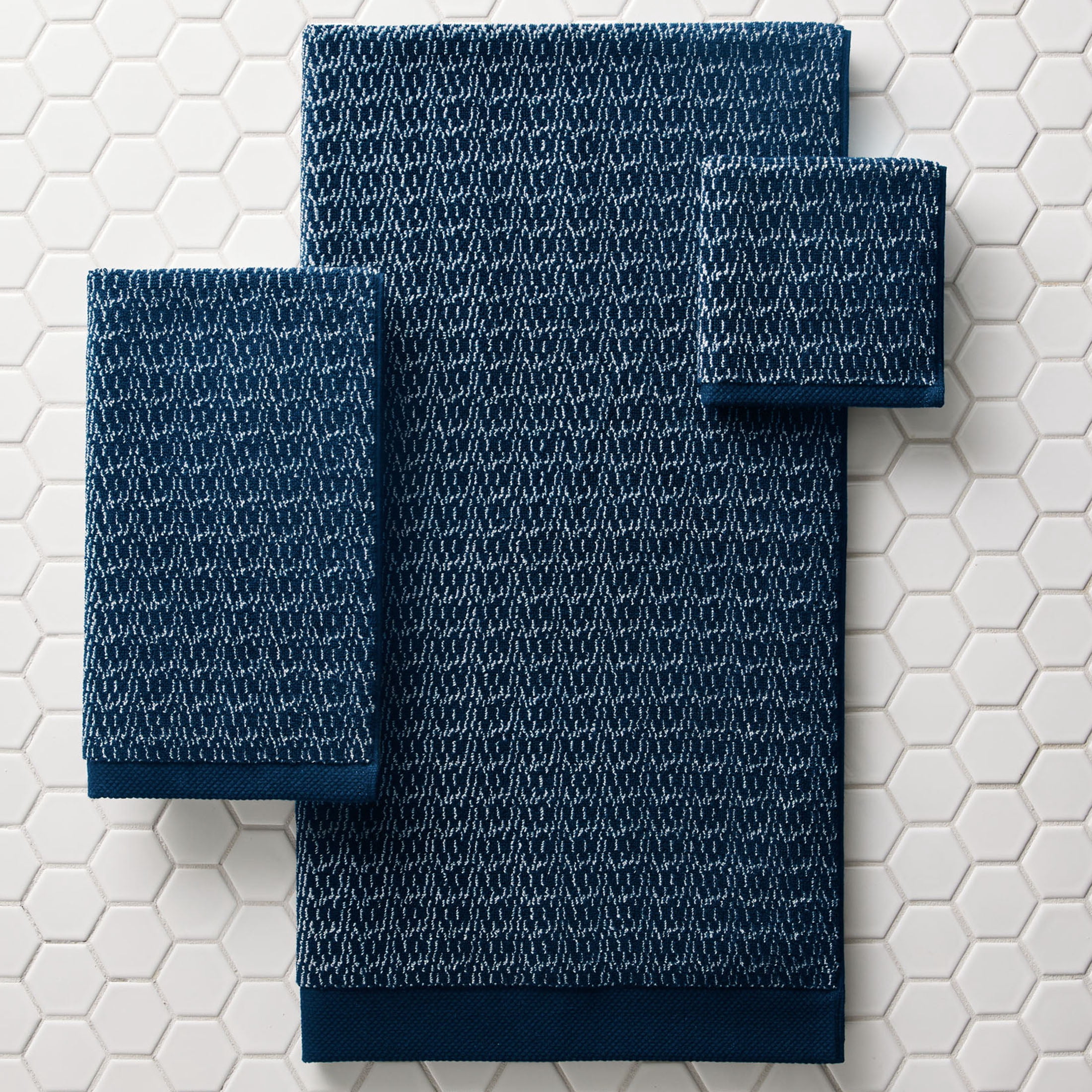 Better Homes & Gardens Signature Soft Cotton Melange 6 Piece Bath Towel Set,Blue Admiral