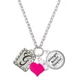 thumbnail image 1 of Delight Jewelry Silvertone Pebble Border Initial - G - Hot Pink Heart Nurse Strong Zoe Necklace, 1 of 4