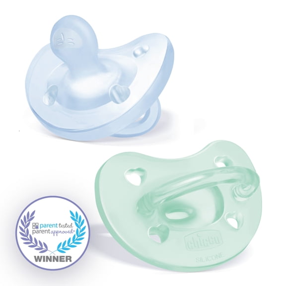 Chicco PhysioForma® One-Piece Silicone Pacifier, 0-6 Months, 2pk - Blue/Green