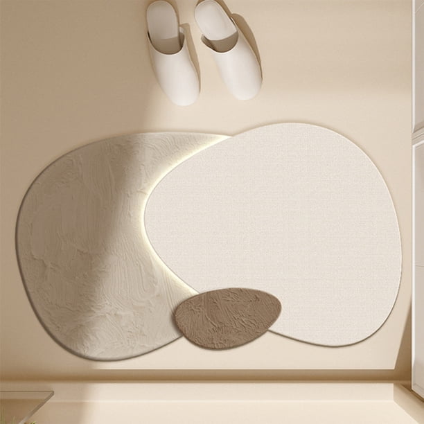 Fiudx Alfombrilla de Baño de Diatomita Superabsorbente, Antideslizante, de Goma Fácil de Limpiar, Ideal para Ducha y Baño, Decoración Elegante para El Hogar y Secado Rápido.