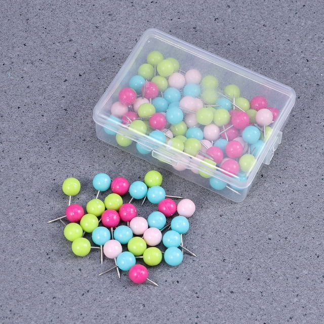 BESTYASH 100Ud Pushpins Para Mapas Con De Bola Colorida Útiles Para Oficina Y Exhibición