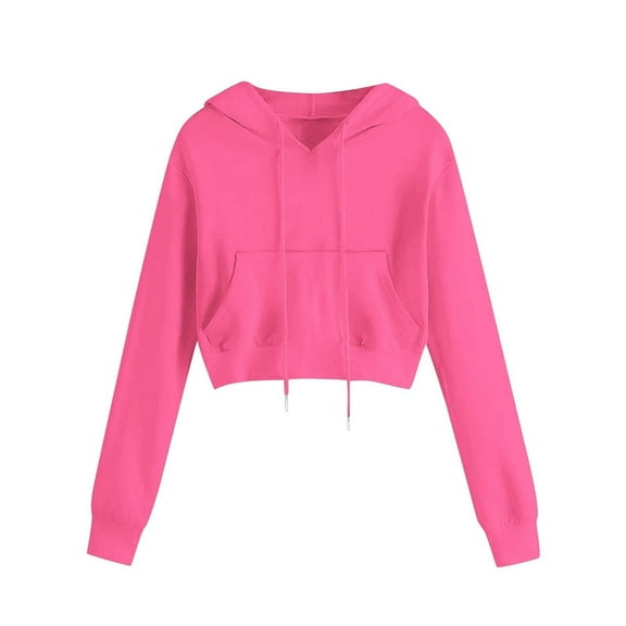 CAIVO Girls Solid Color Pullover Hoodie With Hood Long Sleeve Drawstring Pocket Sports Sweatshirt Tops Kids Boho Dailywear