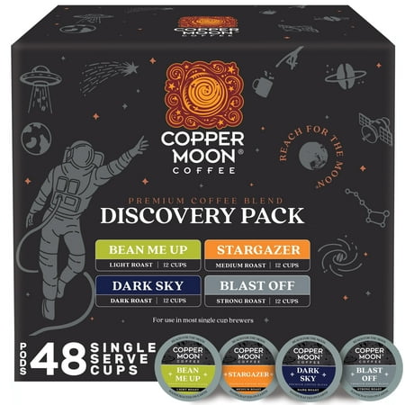 Copper Moon Premium Single Serve Coffee Pods for K-Cup Brewers, Out of This World Discovery Variety Pk, 48 Count