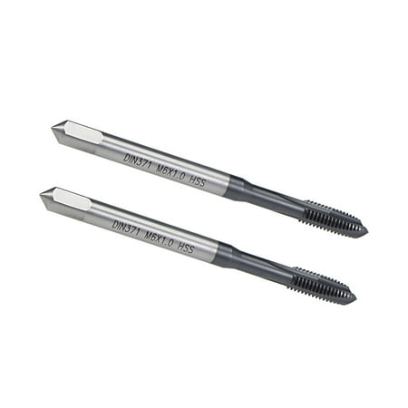 

M6 x 1 Spiral Point Threading Tap H2 Tolerance High Speed Steel TICN Coated Round Shank with Square End DIN371/376 2pcs