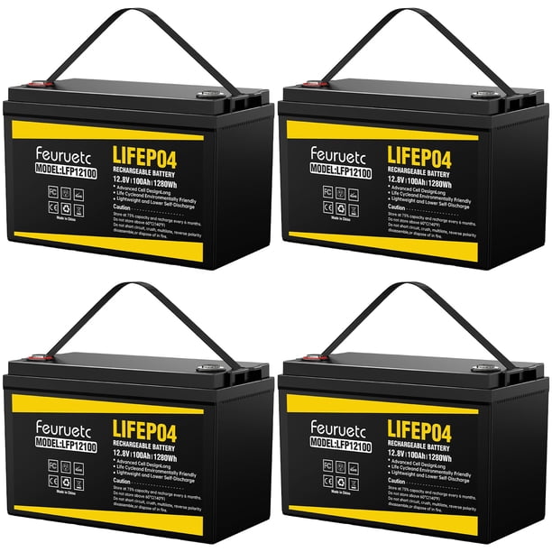Batería solar Feuruetc 12V 100Ah LiFePO4 para sistemas solares