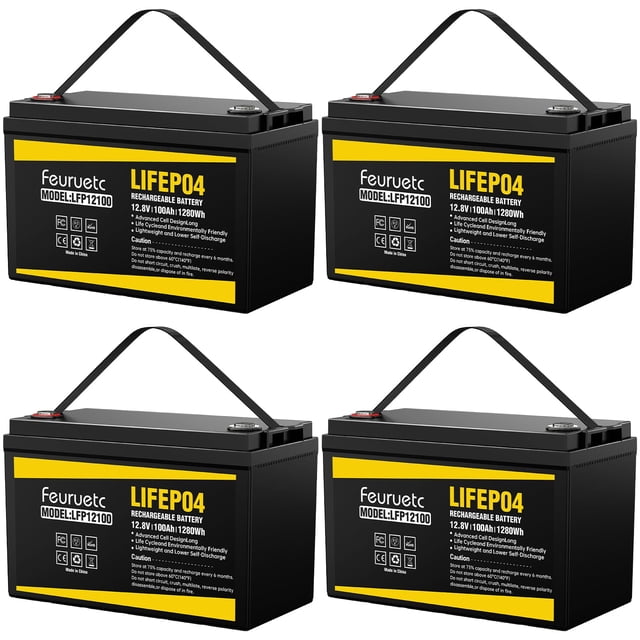 Batería solar Feuruetc 12V 100Ah LiFePO4 para sistemas solares