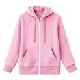 thumbnail image 4 of CAIVO Sweatshirts Women Zip Up Hoodie Soft Comfort Adjustable Drawstring Front Pocket Solid Color Raglan Seam Full Zip Hooded Jacket Basic Minimalist Daily Streetwear Outerwear Boho Long Sleeve Tops, 4 of 4
