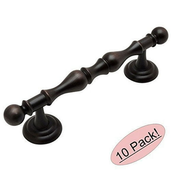 Cosmas 7344ORB Oil Rubbed Bronze Cabinet Hardware Furniture Handle Pull - 4" Hole Centers - 10 Pack