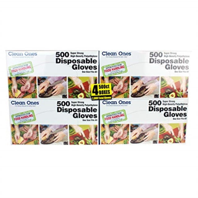Clean Ones 500 X2 Count Disposable Gloves One Size Fits All Food Handling for sale online 