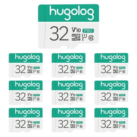 Hugolog 10 packs 32GB Micro SD Card, Micro SDXC UHS-I Memory Card – 95MB/S,633X,U3,C10, Full HD Video V30, A1, FAT32, High Speed Flash TF Card P500 for Phone/Tablet/PC