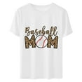 thumbnail image 3 of WREESH Crew Neck Baseball Mom T-Shirt Women's Fashion Graphic Print Summer Top White, 3 of 5