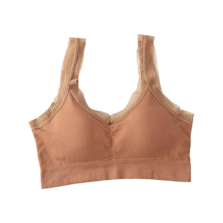 

KZKR Women s Yoga Lace Wireless Bra Plus Size Full Coverag Pads Sleep Comfort Bra