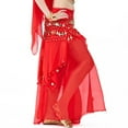 thumbnail image 2 of BellyLady Belly Dance Chiffon Coins Full Circular Skirt-rose red, 2 of 8