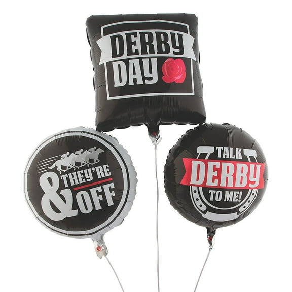 Derby 18" x 20 Mylar Balloons, Party Decor, Party, 3 Pieces