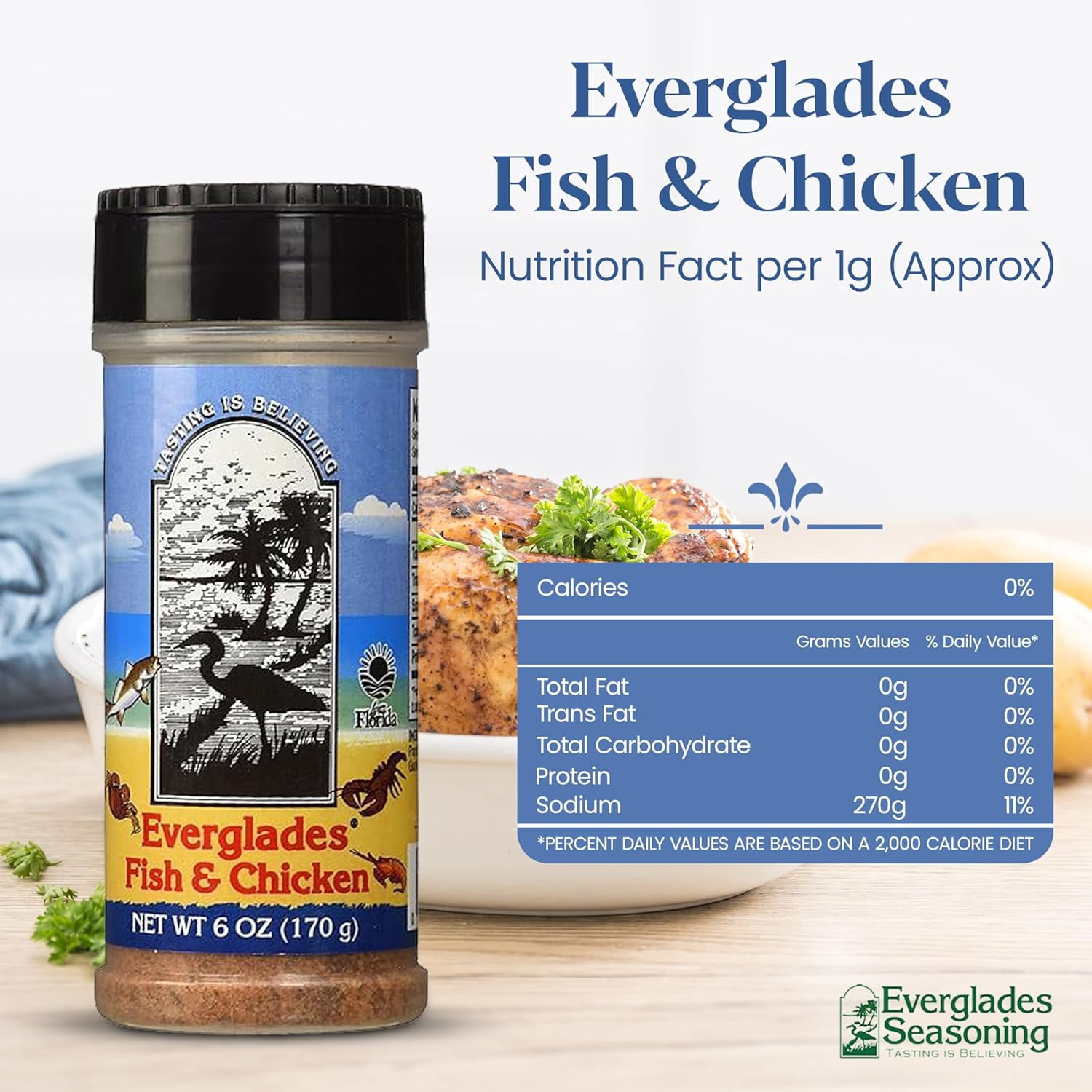 (6 pack) Everglades Fish and Chicken Seasoning Mix - Seafood Flavor, 6 oz
