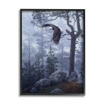 Stupell Industries Eagle Flying Woodland Scene Animals & Insects Photography Black Framed Art Print Wall Art