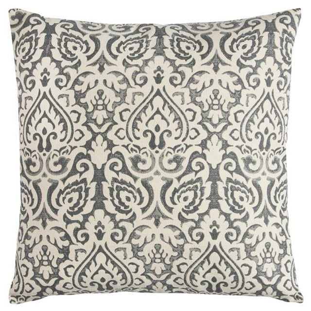HomeRoots 403198 Gris & Blanc Détresse Damassé Jeter Oreiller