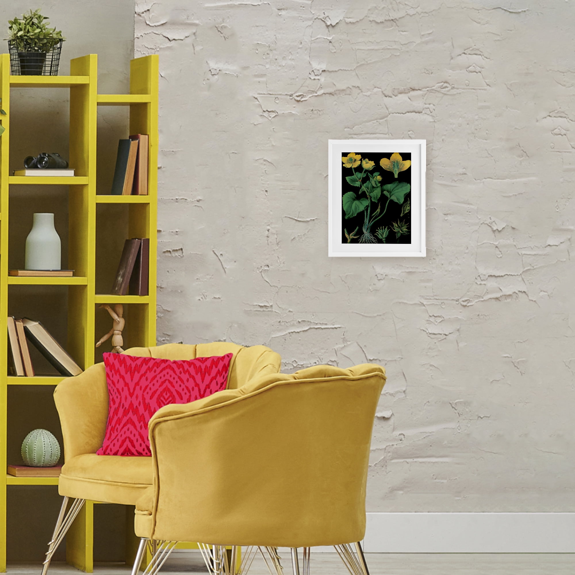 Stupell Industries Marsh Marigold Illustration Study White Framed Print Under Glass, design by Vintage Hustle