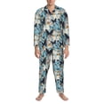 thumbnail image 3 of Honeii Butterflys Pattern Mens Pajamas Set,2pcs Men's Lounge Long Sleeve Sleep Shirt and Pajama Bottoms Sleepwear Set,Mens Pjs Sets-Small, 3 of 7