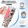 thumbnail image 3 of Daiia Pink Cheetah Art Printed 40 oz Tumbler with Handle,Ice Bully Insulated Tumbler 2 in 1 Lid Insulated Water Bottle Stainless Steel Travel Coffee Mug, 3 of 8
