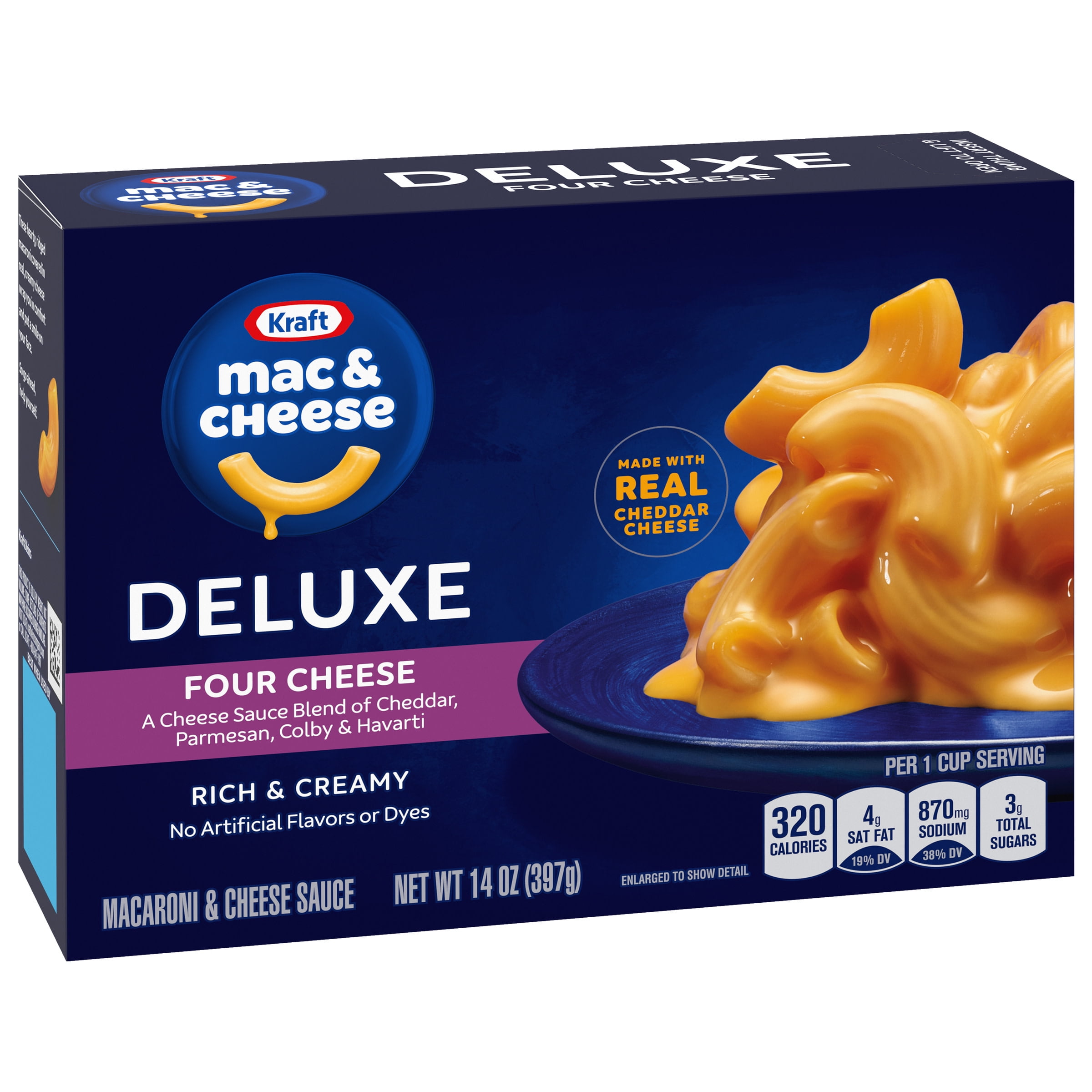 Kraft Deluxe Macaroni & Cheese Dinner, Four Cheese - 14 oz