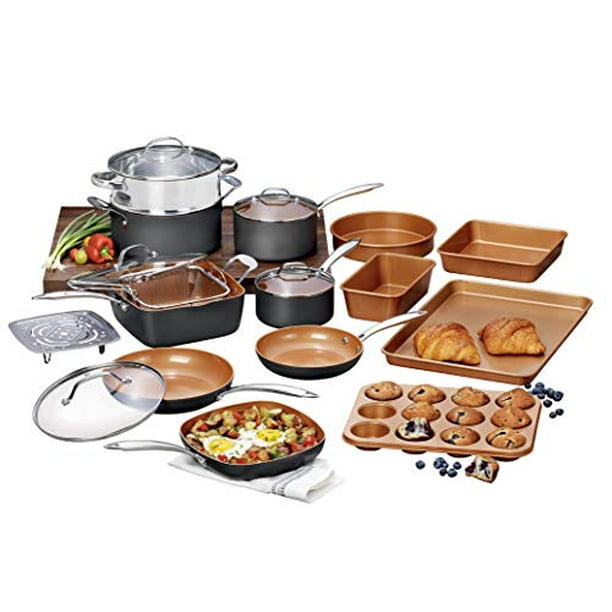 Gotham Steel Pro 20 Piece Pots & Pans Set Hard Anodized Complete