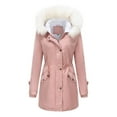 thumbnail image 2 of Winter Coats for Women Detachable Hooded Long Sleeve Coat Winter Warm Trench Outerwear Thermal Lined Jacket Fashionable Elegant Casual Winter Jackets for Women, 2 of 7