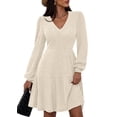 thumbnail image 1 of Vestido PRETTYGARDEN 2025 Cuello en V Manga Larga Beige XL, 1 of 8