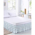 thumbnail image 2 of Blue Checkered Bed Skirt Queen Size, Blue White Buffalo Plaid Wrap Around Bed Skirting with Adjustable Elastic Strap, Dust Ruffle Pleated Bedskirts 18 Inch Drop for Bedroom Queen Beds, 2 of 9