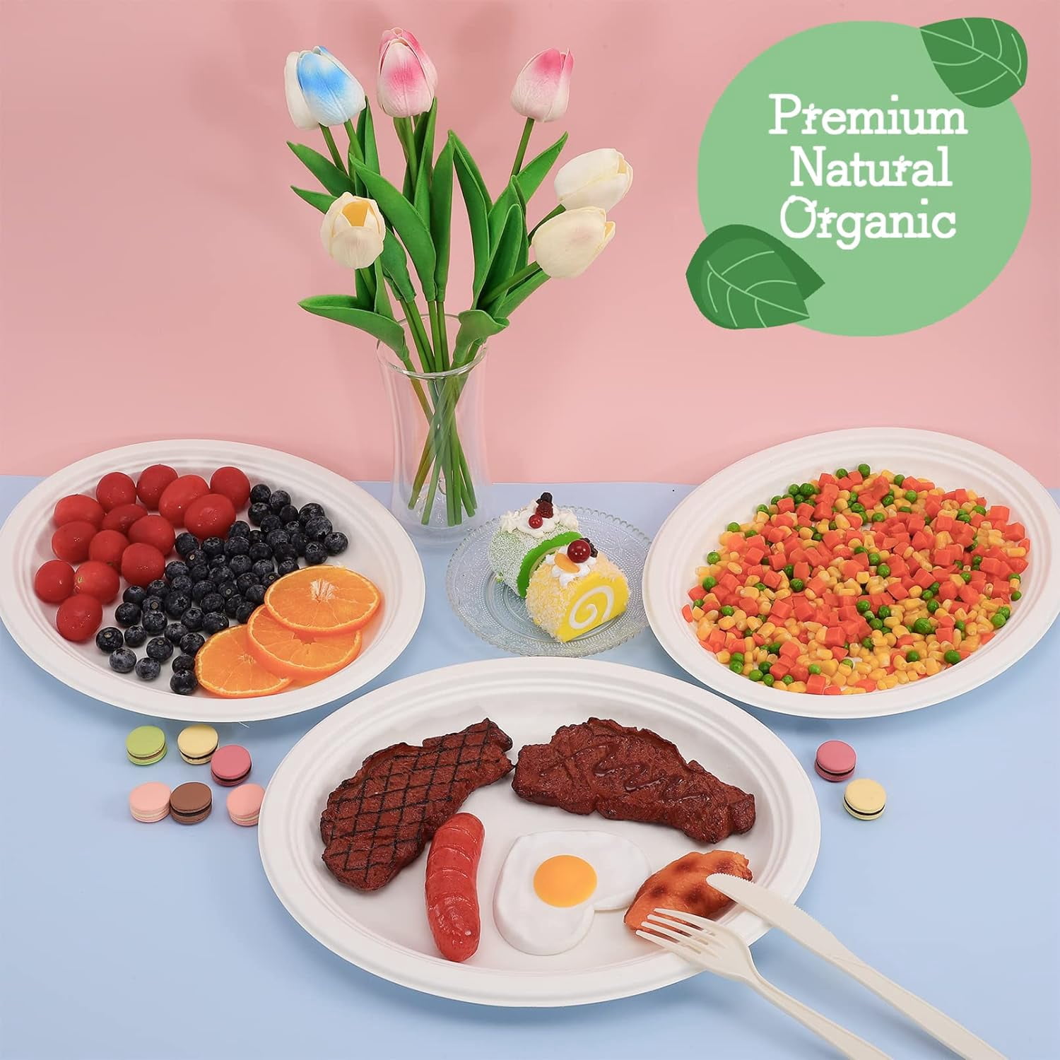 100Pack Disposable Paper Plates,12.5 Inch Oval Paper Plates,Super Strong Eco-Friendly Plates,100% Compostable Biodegradable Plates,White Oval Paper Dinner Plates for Party,Picnic,Large,Thicken