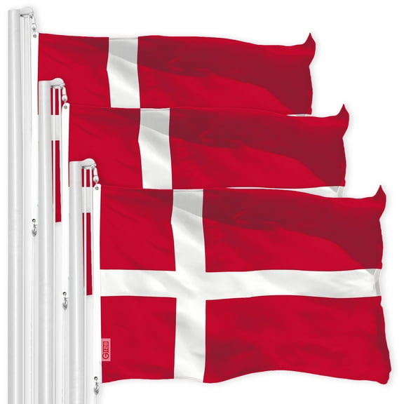 Denmark Danish Flag 3x5FT 3-Pack 150D Printed Polyester By G128