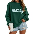 thumbnail image 6 of adviicd Womens Christmas Sweatshirts Long Sleeve Xmas Top Funny Holiday Merry Letter Graphic Pullover Sweater (Green, 3XL), 6 of 6