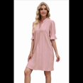 thumbnail image 4 of Vestido Recto Informal con Cuello en V, Rosa Oscuro, Talla XL, 4 of 10