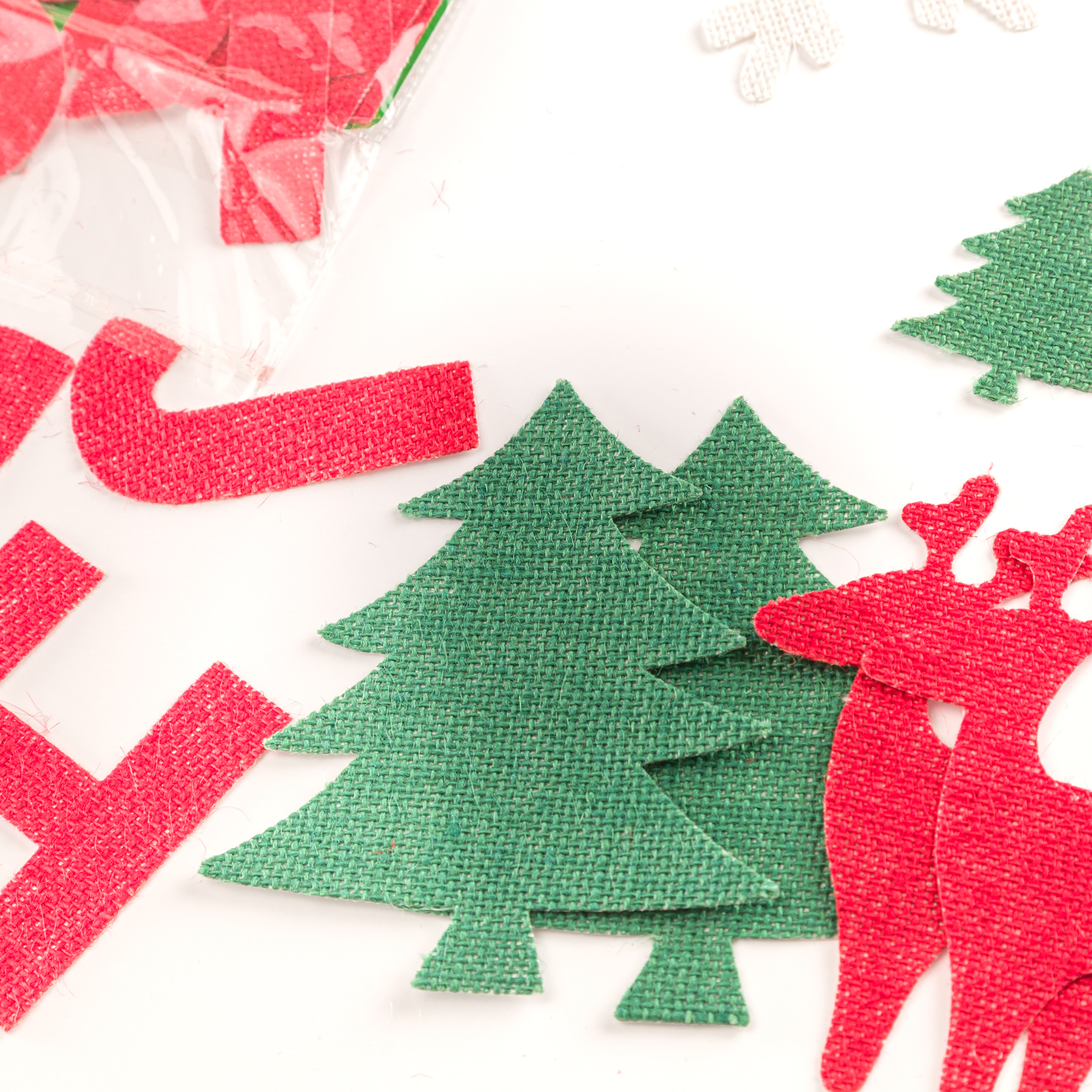 Springs Creative Christmas Burlap Adhesive Shapes Bundle, 49 Pieces