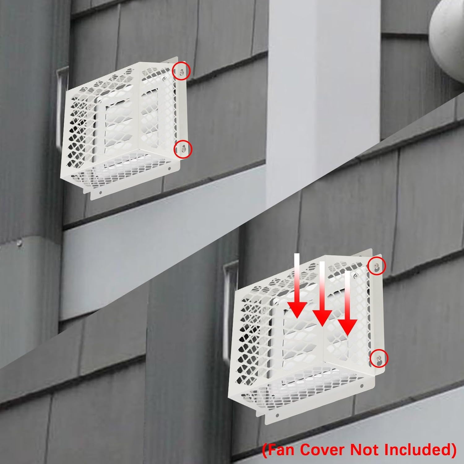 Navellon Dryer Vent Bird Guard for 5-6" Exhaust Fan, Steel Ventilation Cage, White (2 Pcs)