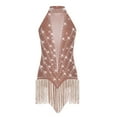 thumbnail image 3 of iiniim Women Shiny Latin Dance Leotard Fringe Salsa Tango Flapper Dress Cha Cha Cocktail Tassel Dress Dusty Pink XL, 3 of 7