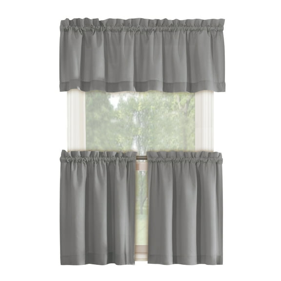 Collections Etc Martine Rod Pocket Caf� Curtain Set - Includes Valance & Two Tiers