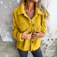 thumbnail image 4 of Tiweut Womens' Fleece Jackets Fall and Winter Long Sleeve Lapel Collar Button Solid Color Warm Outerwear Tops Yellow,2XL, 4 of 7
