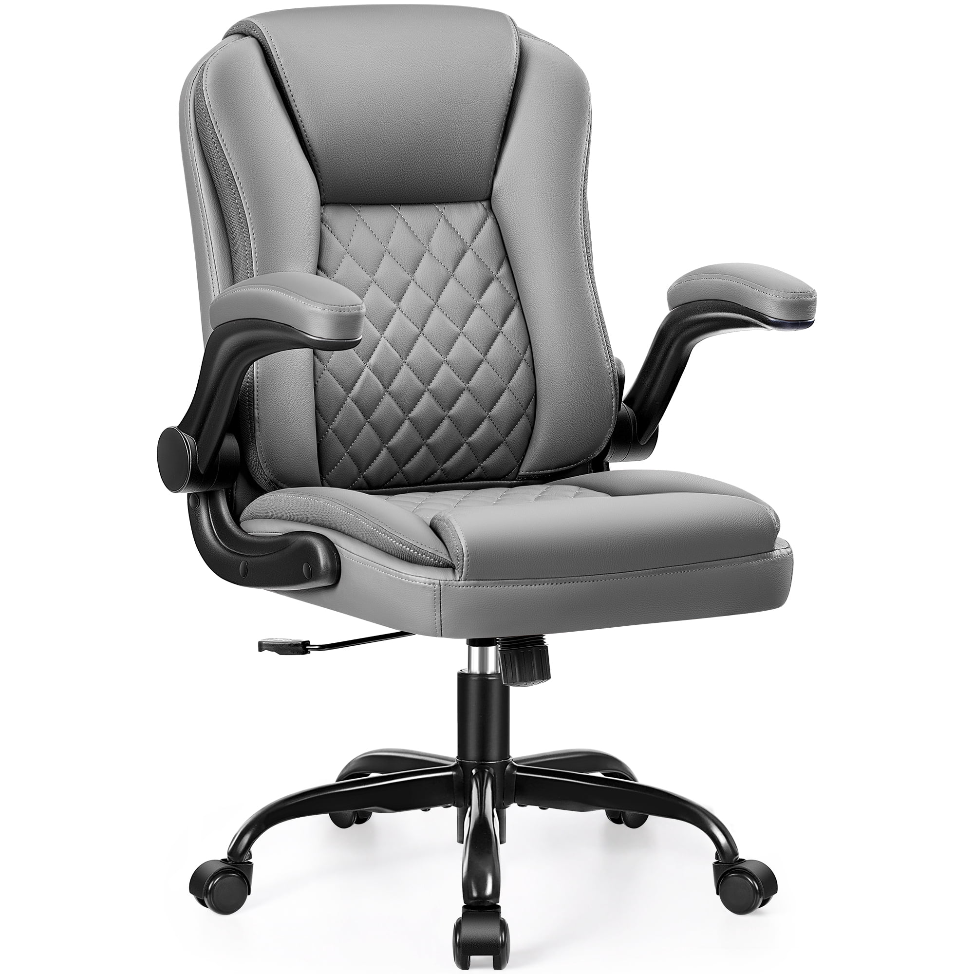 COOLHUT Office Executive Chair High Back Adjustable Managerial Home Desk Chair, Office Computer Chair with Lumber Support, Swivel PU Leather Chair for Home Office, Gray