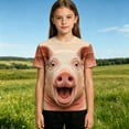 thumbnail image 6 of TGPMGRZ Cartoon T Shirt for Kids Back to School Short Sleeve Funny 3D Animal Tops Halloween Party #A08 Light Pink 2-3 Years, 6 of 6
