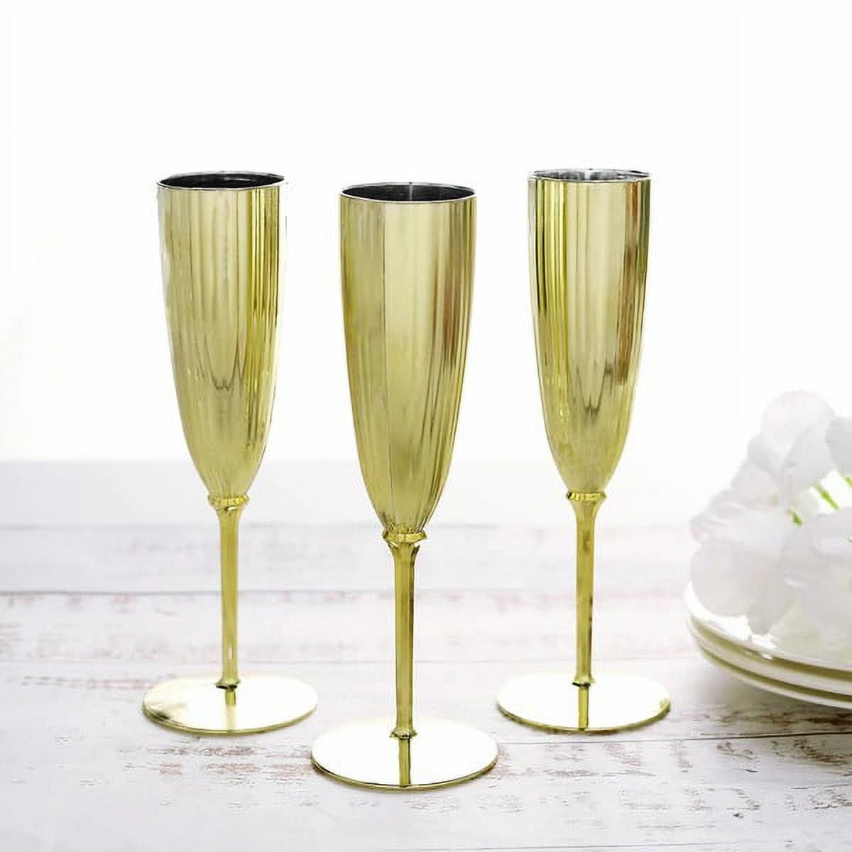 La Fete Golden Decal Champagne Flutes Set of 6