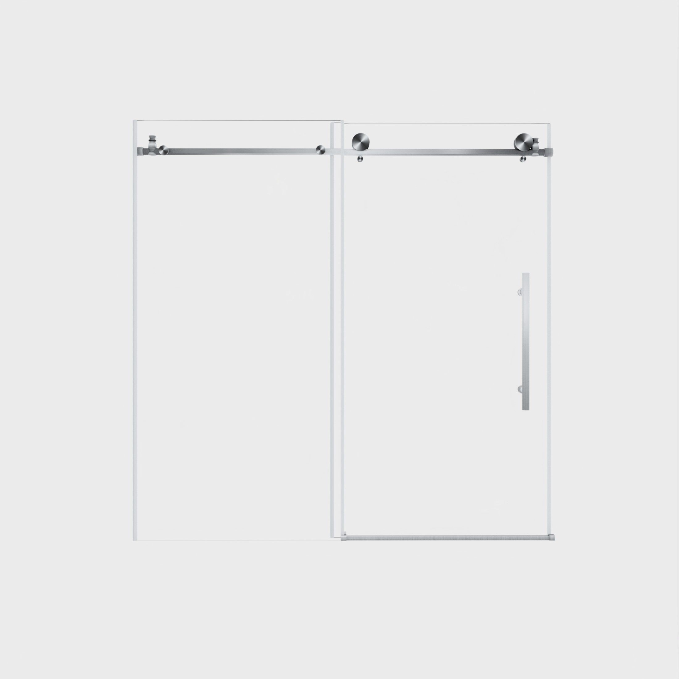 Noble House 60"x60" Frameless Sliding Shower Door, Tempered Glass with Stainless Steel Handle, Brushed Nickel