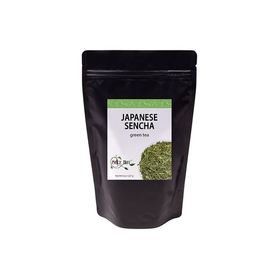 The Spice Hut - Japanese Sencha Green Tea, with Caffeine - Unflavored & Unsweetened Pure Green Tea, Makes 80-100 CUPS - 8oz Resealable Airtight Pouch